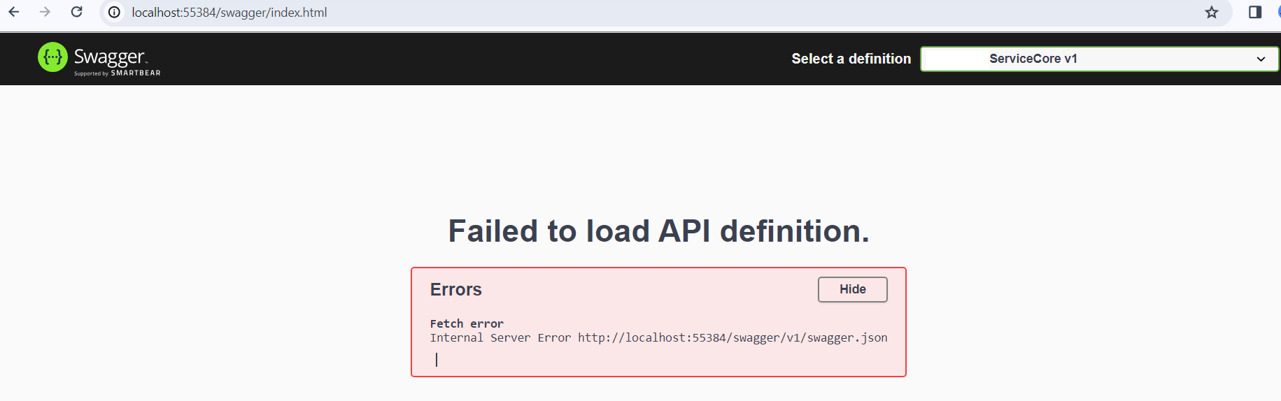 Failed to load definition error in Swagger